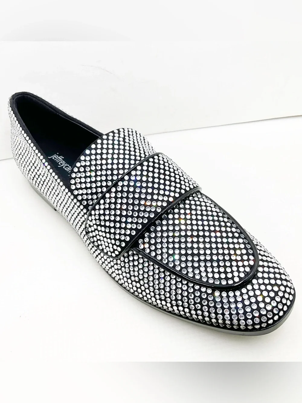 {Jeffery Campbell} Velvit-JL Black-Clear Rhinestone Loafers